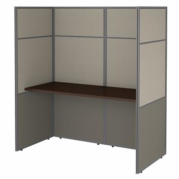 Bush Business Furniture Easy Office 60&quot;W Cubicle Desk Workstation with 66&quot;H Closed Panels, Mocha Cherry