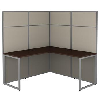 Bush Business Furniture Easy Office 60&quot;W L-Shaped Cubicle Desk Workstation With 66&quot;H Panels, Mocha Cherry