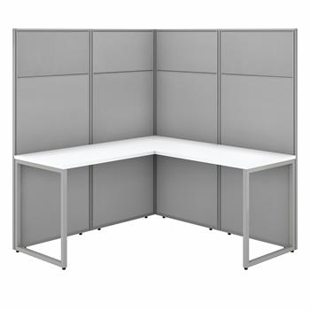 Bush Business Furniture Easy Office 60&quot;W L Shaped Cubicle Desk Workstation with 66&quot;H Panels, Pure White