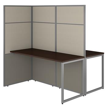 Bush Business Furniture Easy Office 2-Person Cubicle Desk Workstation, 60&quot;W With 66&quot;H Panels, Mocha Cherry