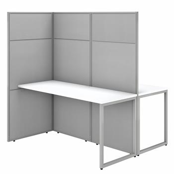 Bush Business Furniture Easy Office 60&quot;W 2 Person Cubicle Desk Workstation with 66&quot;H Panels, Pure White