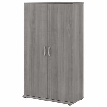 Bush Business Furniture Universal Tall Garage Storage Cabinet with Doors and Shelves, 35.71 in L x 17.20 in W x 61.81 in H, Platinum Gray