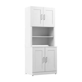 Bush Business Furniture Hampton Heights 30&quot;W Storage Cabinet with Doors and Hutch, White