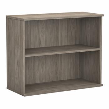 Bush Business Furniture Hybrid Small 2 Shelf Bookcase, 35.71 in L x 15.45 in W x 29.13 in H, Modern Hickory