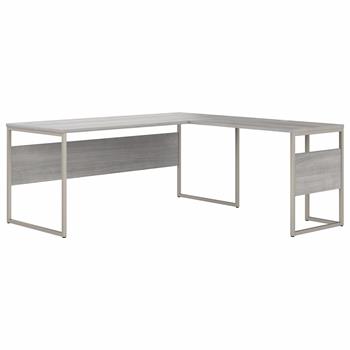 Bush Business Furniture Hybrid 72&quot;W x 30&quot;D L-Shaped Table Desk with Metal Legs, Platinum Gray