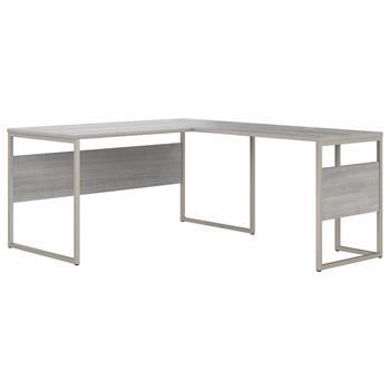 Bush Business Furniture Hybrid 60&quot;W x 30&quot;D L-Shaped Table Desk with Metal Legs, Platinum Gray