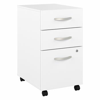 Bush Business Furniture Hybrid 3 Drawer Mobile File Cabinet, 15.71 in L x 20.20 in W x 27.79 in H, White