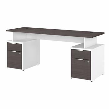 Bush Business Furniture Jamestown 72&quot;W Desk with 4 Drawers, White and Storm Gray