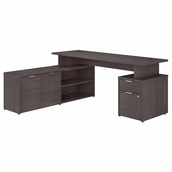 Bush Business Furniture Jamestown 72&quot;W L-Shaped Desk With Drawers, Storm Gray