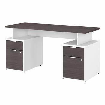 Bush Business Furniture Jamestown 60&quot;W Desk with 4 Drawers, White/Storm Gray