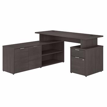 Bush Business Furniture Jamestown L-Shaped Desk With Drawers, 60&quot;W, Storm Gray