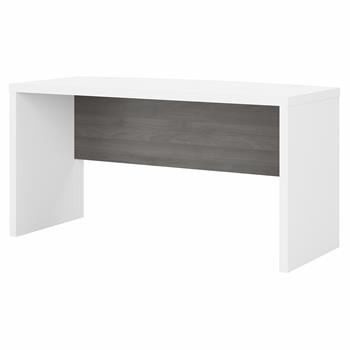 Office By Kathy Ireland Echo 60&quot;W Bow Front Desk, Pure White/Modern Gray