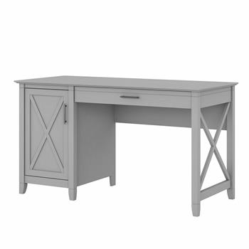 Bush Business Furniture Key West 54&quot;W Computer Desk with Keyboard Tray and Storage, Cape Cod Gray