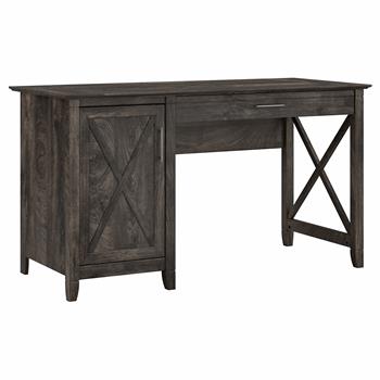 Bush Business Furniture Key West 54&quot;W Computer Desk with Keyboard Tray and Storage, Dark Gray Hickory