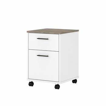 Bush Business Furniture Key West 2 Drawer Mobile File Cabinet, 15.51 in L x 15.75 in W x 22.20 in H, Pure White/Shiplap Gray