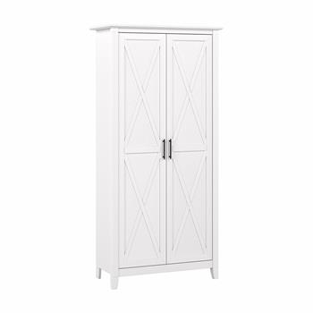 Bush Business Furniture Key West Tall Storage Cabinet with Doors, 31.69 in L x 15.79 in W x 65.98 in H, Pure White Oak