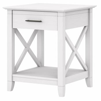 Bush Business Furniture Key West End Table with Storage, Pure White Oak