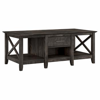 Bush Business Furniture Key West Coffee Table with Storage, Dark Gray Hickory