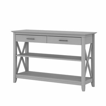 Bush Business Furniture Key West Console Table with Drawers and Shelves, 47.20 in L x 15.67 in W x 30 in H, Cape Cod Gray