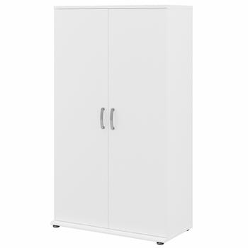 Bush Business Furniture Universal Tall Linen Cabinet with Doors and Shelves, 35.71 in L x 17.20 in W x 61.81 in H, White