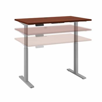 Bush Business Furniture Move 60 Series 48&quot;W x 24&quot;D Height Adjustable Standing Desk, Hansen Cherry with Cool Gray Metallic Base