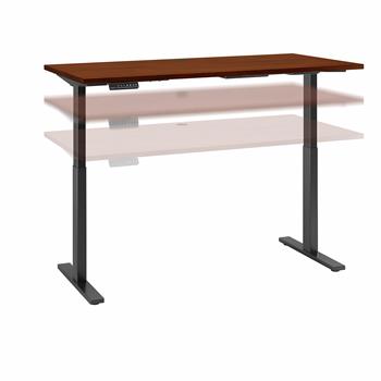 Bush Business Furniture Move 60 Series 60&quot;W x 30&quot;D Height Adjustable Standing Desk, Hansen Cherry with Black Base