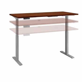 Bush Business Furniture Move 60 Series 60&quot;W x 30&quot;D Height Adjustable Standing Desk, Hansen Cherry With Cool Gray Metallic Base