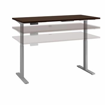 Bush Business Furniture Move 60 Series 60&quot;W x 30&quot;D Height Adjustable Standing Desk, Mocha Cherry with Cool Gray Metallic Base