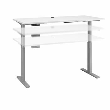 Bush Business Furniture Move 60 Series Height Adjustable Standing Desk, 60&quot;W X 30&quot;D, White With Cool Gray Metallic Base