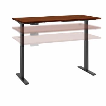 Bush Business Furniture Move 60 Series Height Adjustable Standing Desk, 72&quot;W X 30&quot;D, Hansen Cherry With Black Base