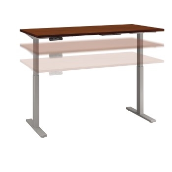 Bush Business Furniture Move 60 Series Height Adjustable Standing Desk, 72&quot; W x 30&quot; D, Hansen Cherry/Cool Gray Metallic