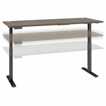 Bush Business Furniture Move 60 Series 72&quot;W x 30&quot;D Height Adjustable Standing Desk, Modern Hickory With Black Base