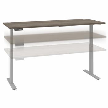 Bush Business Furniture Move 60 Series 72&quot;W x 30&quot;D Height Adjustable Standing Desk, Modern Hickory With Cool Gray Metallic Base