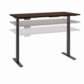 Bush Business Furniture Move 60 Series Height Adjustable Standing Desk, 72&quot;W X 30&quot;D, Mocha Cherry With Black Base