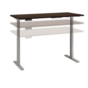 Bush Business Furniture Move 60 Series Height Adjustable Standing Desk, 72&quot; W x 30&quot; D, Mocha Cherry/Cool Gray Metallic