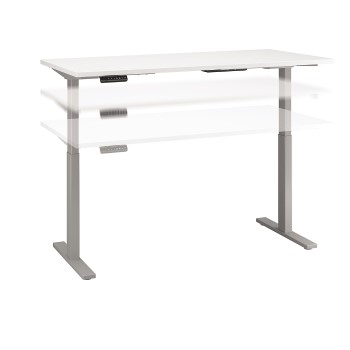 Bush Business Furniture Move 60 Series Height Adjustable Standing Desk, 72&quot; W x 30&quot; D, White/Cool Gray Metallic