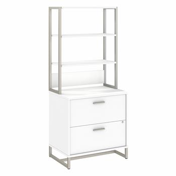 Office By Kathy Ireland Method Lateral File Cabinet with Hutch, 29.76 in L x 19.76 in W x 67.67 in H, White