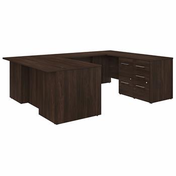 Bush Business Furniture Office 500 72&quot;W U-Shaped Executive Desk With Drawers, Black Walnut