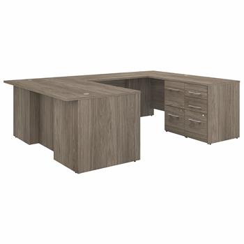 Bush Business Furniture Office 500 72&quot;W U Shaped Executive Desk with Drawers, Modern Hickory