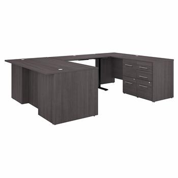 Bush Business Furniture Office 500 72&quot;W Height Adjustable U-Shaped Executive Desk With Drawers, Storm Gray
