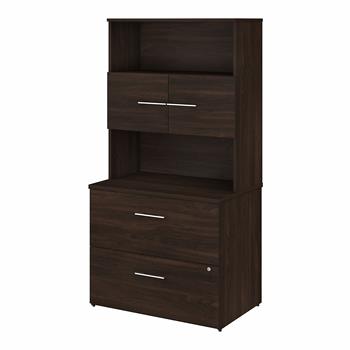 Bush Business Furniture Office 500 36&quot;W 2 Drawer Lateral File Cabinet with Hutch, Black Walnut