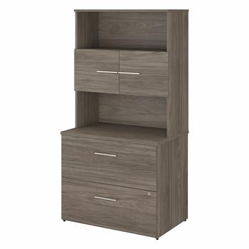 Bush Business Furniture Office 500 2-Drawer Lateral File Cabinet With Hutch, 36&quot;W, Modern Hickory