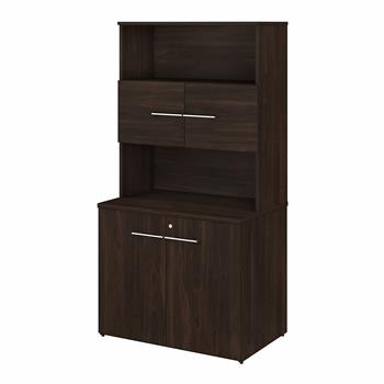 Bush Business Furniture Office 500 36&quot;W Tall Storage Cabinet with Doors and Shelves, Black Walnut