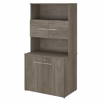 Bush Business Furniture Office 500 36&quot;W Tall Storage Cabinet with Doors and Shelves, Modern Hickory