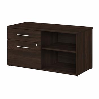 Bush Business Furniture Office 500 Low Storage Cabinet With Drawers And Shelves, Black Walnut