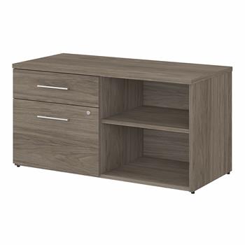 Bush Business Furniture Office 500 Low Storage Cabinet With Drawers And Shelves, Modern Hickory
