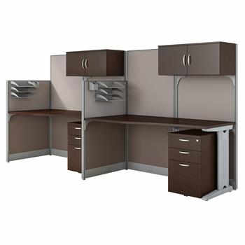 Bush Business Furniture Office In An Hour 2-Person Cubicle Workstations, Mocha Cherry