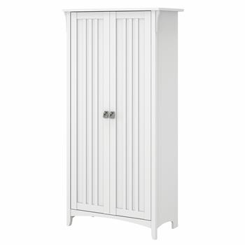Bush Business Furniture Salinas Bathroom Storage Cabinet with Doors, Pure White