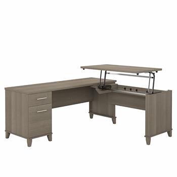 Bush Business Furniture Somerset 72&quot;W 3-Position Sit to Stand L-Shaped Desk, Ash Gray