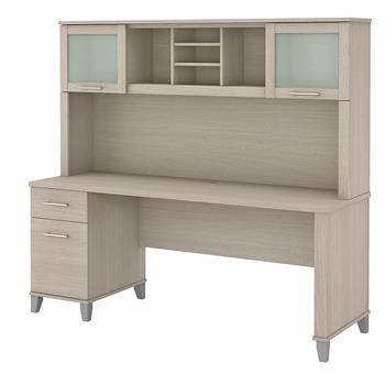 Bush Business Furniture Somerset 72&quot;W Office Desk with Drawers and Hutch, Sand Oak